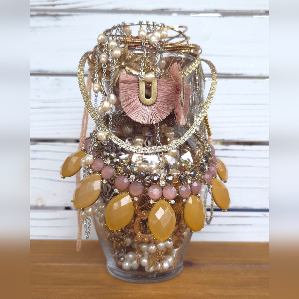 Thoughtfully Curated Mystery Jewelry Jar 2 Lb 4 Oz Vintage-Modern 824b